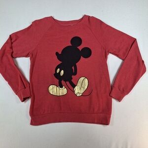 Disney Mickey Mouse Silhouette Gold Boots Light Crewneck Sweatshirt, Size Small
